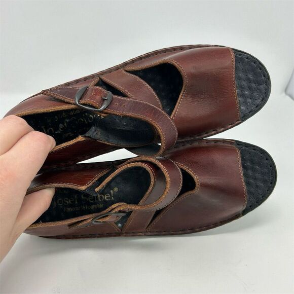 Josef Seibel Brown Leather Sandals Adjustable Buckle Strap Size 37 (US 6-6.5) - Picture 9 of 10